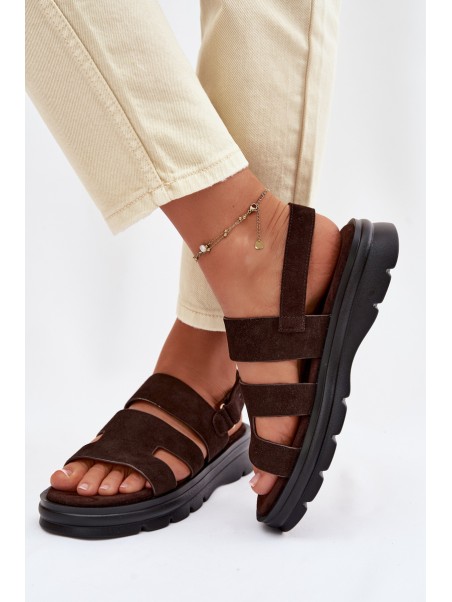 Women's Suede Sandals Big Star TT274483 Chocolate