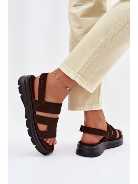 Women's Suede Sandals Big Star TT274483 Chocolate