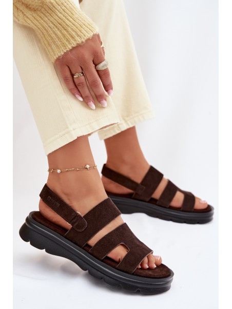 Women's Suede Sandals Big Star TT274483 Chocolate
