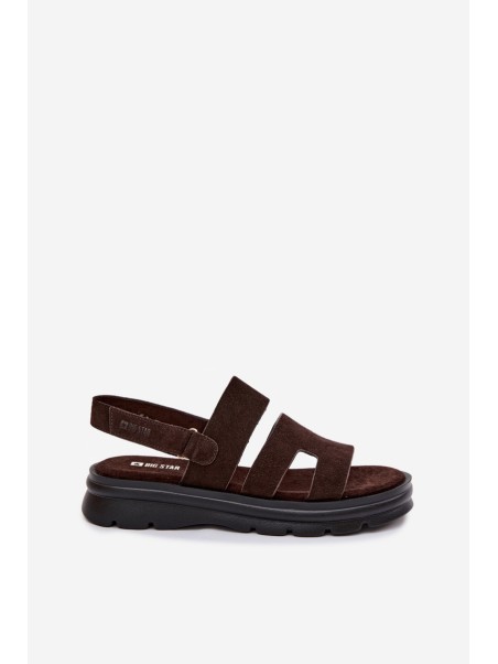 Women's Suede Sandals Big Star TT274483 Chocolate