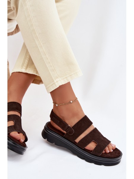 Women's Suede Sandals Big Star TT274483 Chocolate