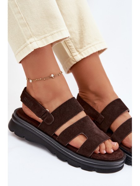 Women's Suede Sandals Big Star TT274483 Chocolate