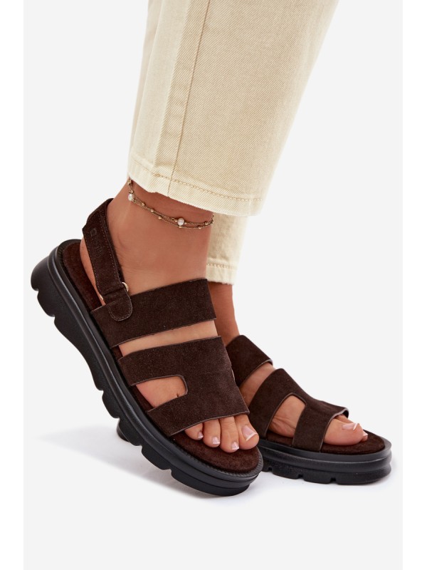 Women's Suede Sandals Big Star TT274483 Chocolate