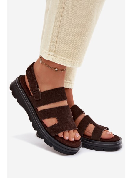 Women's Suede Sandals Big Star TT274483 Chocolate