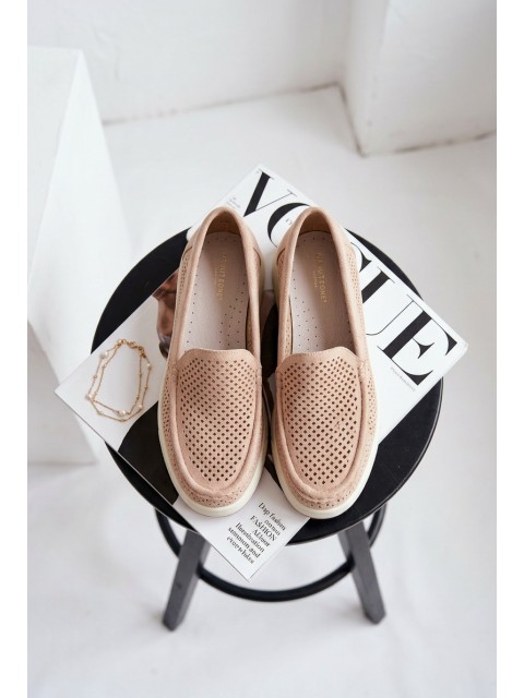 Women's Perforated Loafers Sergio Leone MK097H Beige