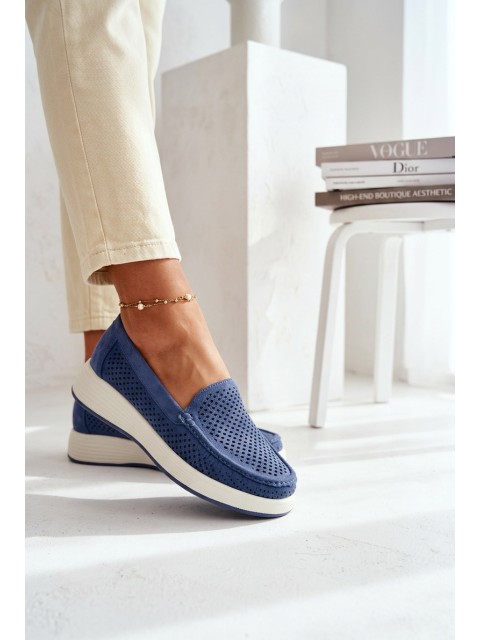 Women's Perforated Moccasins Sergio Leone MK097H Blue