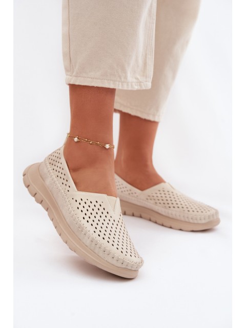 Breathable Light Women's Loafers Sergio Leone MK099H Beige-Gold 2