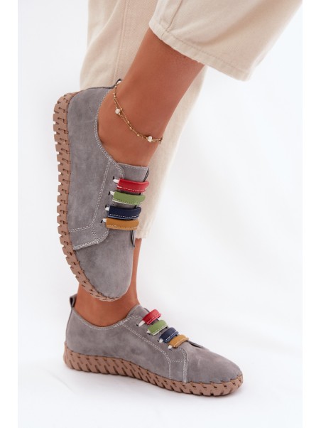 Odiniai zomšiniai moteriški batai Vinceza 95377 pilki