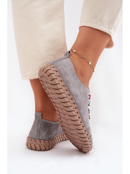 Odiniai zomšiniai moteriški batai Vinceza 95377 pilki