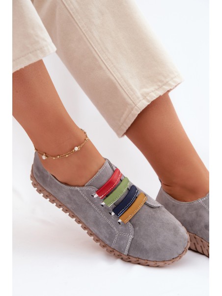 Odiniai zomšiniai moteriški batai Vinceza 95377 pilki