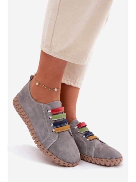 Odiniai zomšiniai moteriški batai Vinceza 95377 pilki