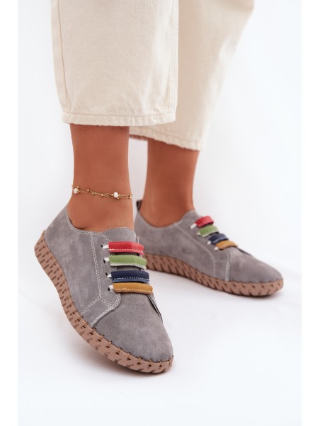 Odiniai zomšiniai moteriški batai Vinceza 95377 pilki