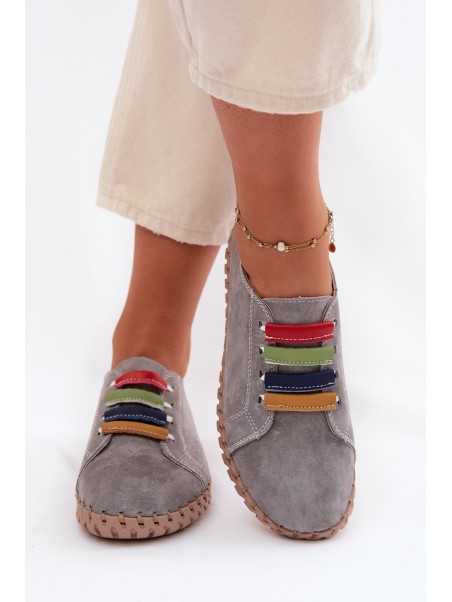 Odiniai zomšiniai moteriški batai Vinceza 95377 pilki