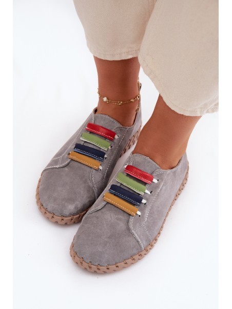 Odiniai zomšiniai moteriški batai Vinceza 95377 pilki