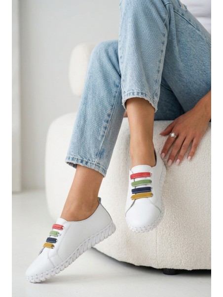 Leather Women's Loafers Vinceza 95376 White