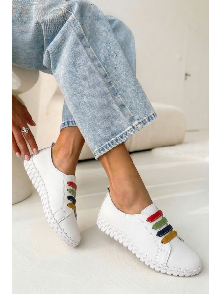 Leather Women's Loafers Vinceza 95376 White