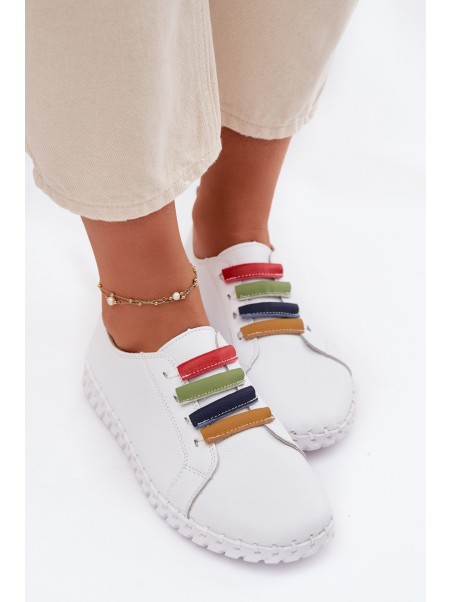 Leather Women's Loafers Vinceza 95376 White