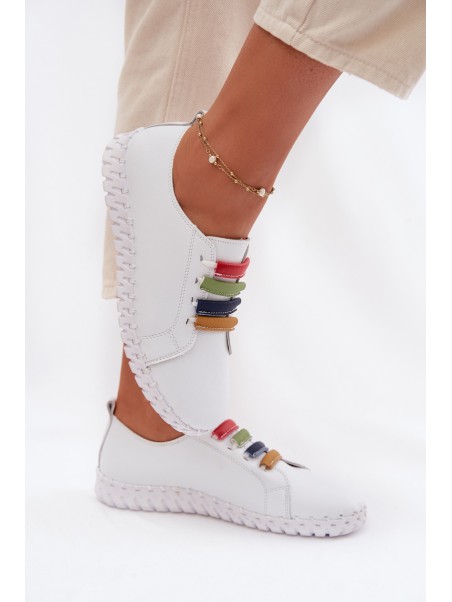 Leather Women's Loafers Vinceza 95376 White