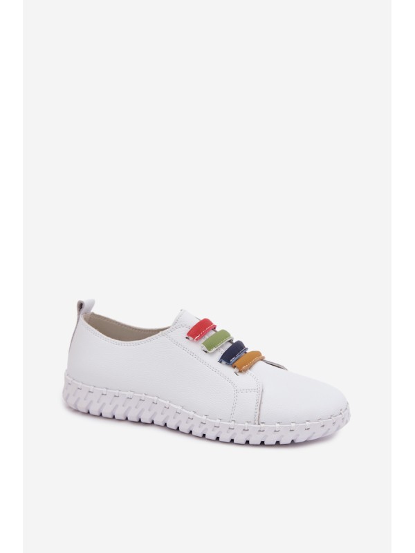 Leather Women's Loafers Vinceza 95376 White