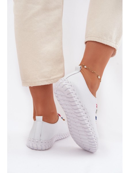 Leather Women's Loafers Vinceza 95376 White