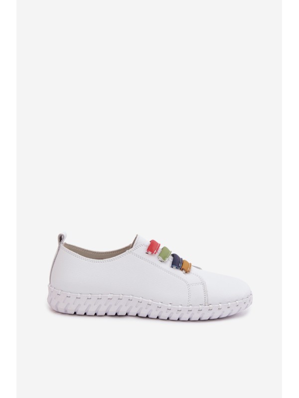 Leather Women's Loafers Vinceza 95376 White