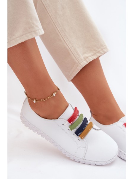 Leather Women's Loafers Vinceza 95376 White