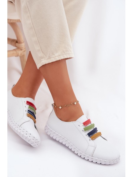 Leather Women's Loafers Vinceza 95376 White