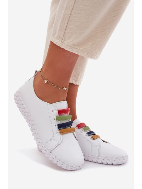 Leather Women's Loafers Vinceza 95376 White