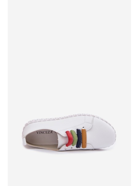 Leather Women's Loafers Vinceza 95376 White