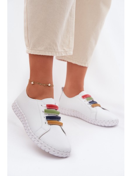 Leather Women's Loafers Vinceza 95376 White