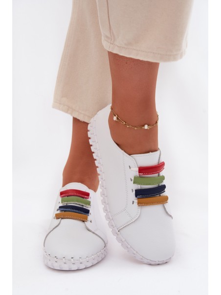 Leather Women's Loafers Vinceza 95376 White