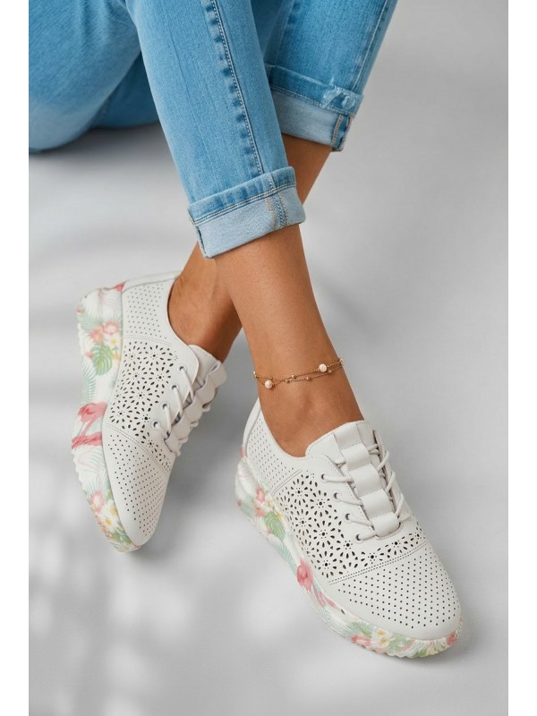 Leather Open Women's Shoes White Telina