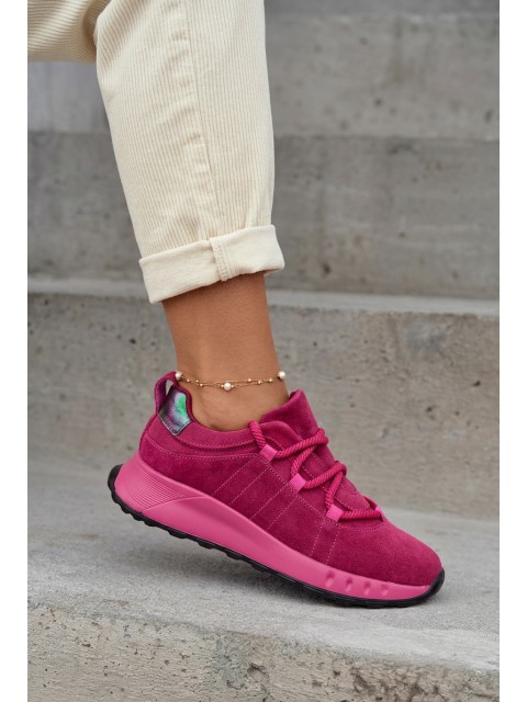 Leather Suede Women's Sneakers Fuchsia Bemela