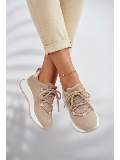Leather Suede Women's Sneakers Beige Bemela