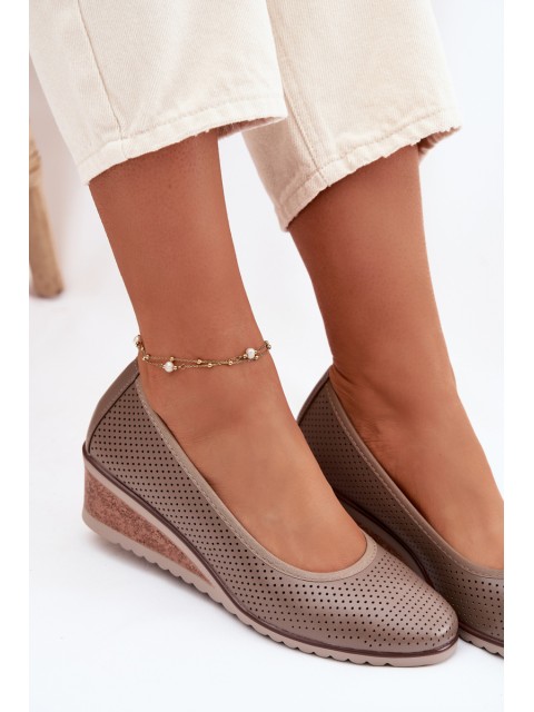 Women's Platform Shoes Vinceza 58629 Dark Beige