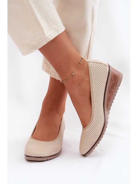 Women's Platform Shoes Vinceza 58629 Light Beige