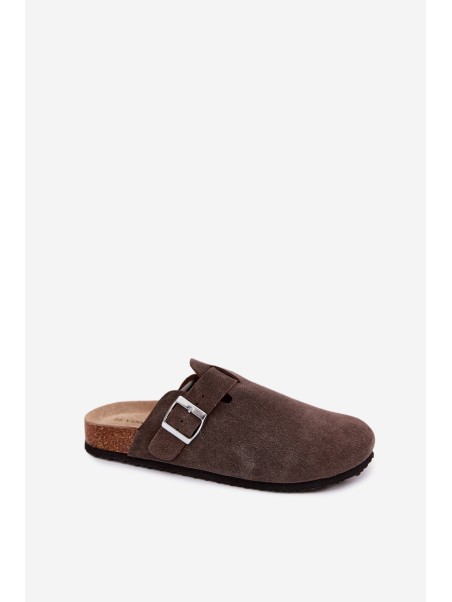 Moteriškos rudos zomšinės šlepetės „Chodaki Vinceza 101332“