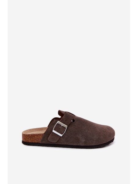 Moteriškos rudos zomšinės šlepetės „Chodaki Vinceza 101332“