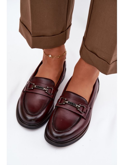 Leather Women's Moccasins Vinceza 39983 Burgundy