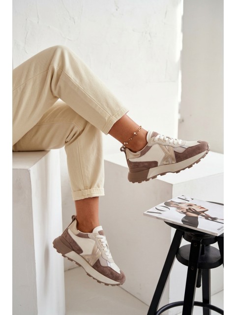 Women's Suede Sneakers Kobbo 66954 Beige 2