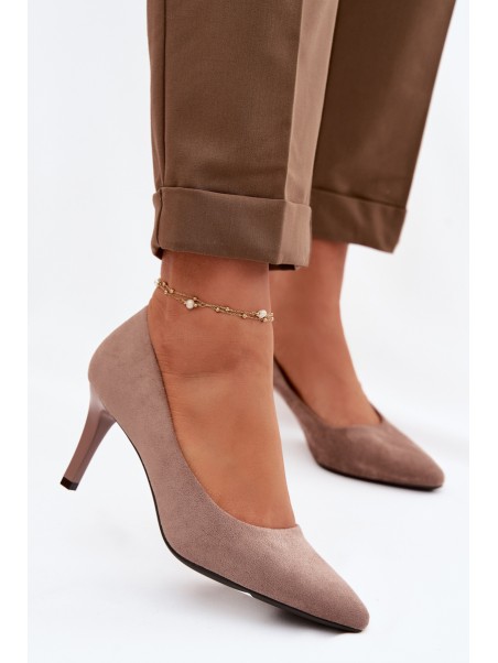 Eco Suede Heels Sergio Leone 1336 Light Brown