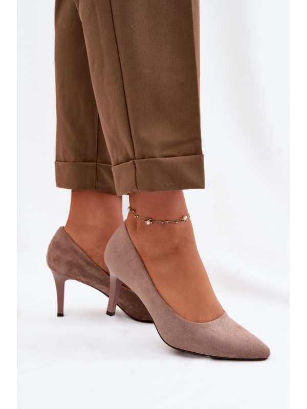 Eco Suede Heels Sergio Leone 1336 Light Brown