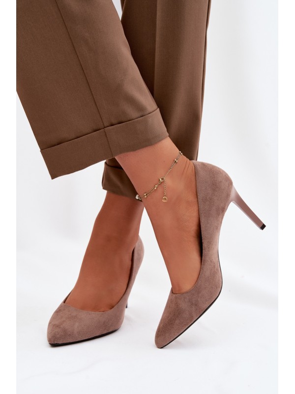 Eco Suede Heels Sergio Leone 1339 Light Brown