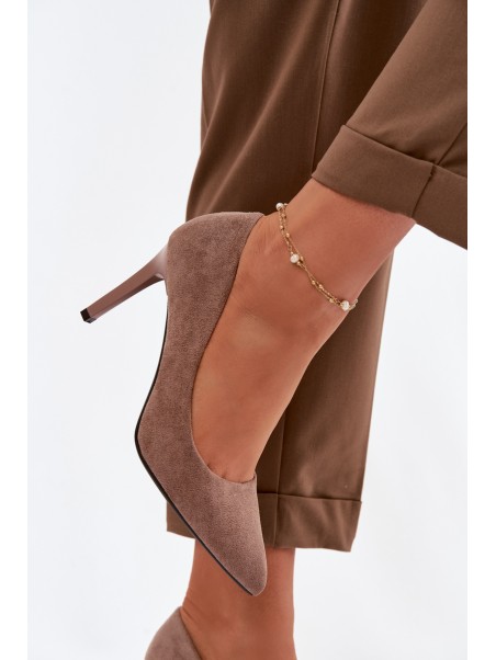Eco Suede Heels Sergio Leone 1339 Light Brown