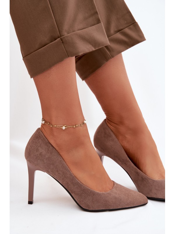 Eco Suede Heels Sergio Leone 1339 Light Brown