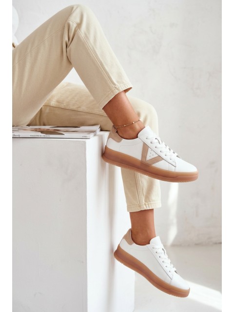 Women's Sneakers Made of Genuine Leather on Platform Vinceza 79597 White 2