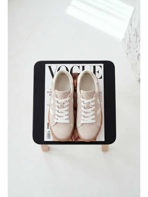 Women's Sneakers Made of Natural Suede on Platform Vinceza Beige 2