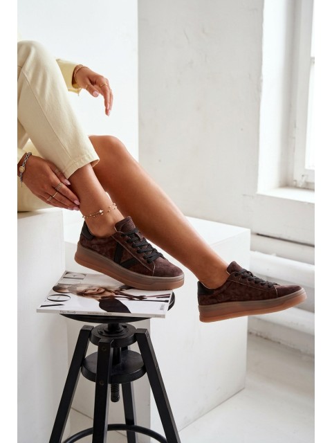 Women's Sneakers Vinceza 79597 on Platform Brown