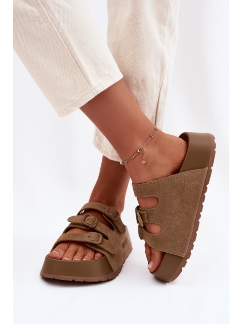 Women's Thick Platform Sandals With Straps Big Star TT274530 Camel