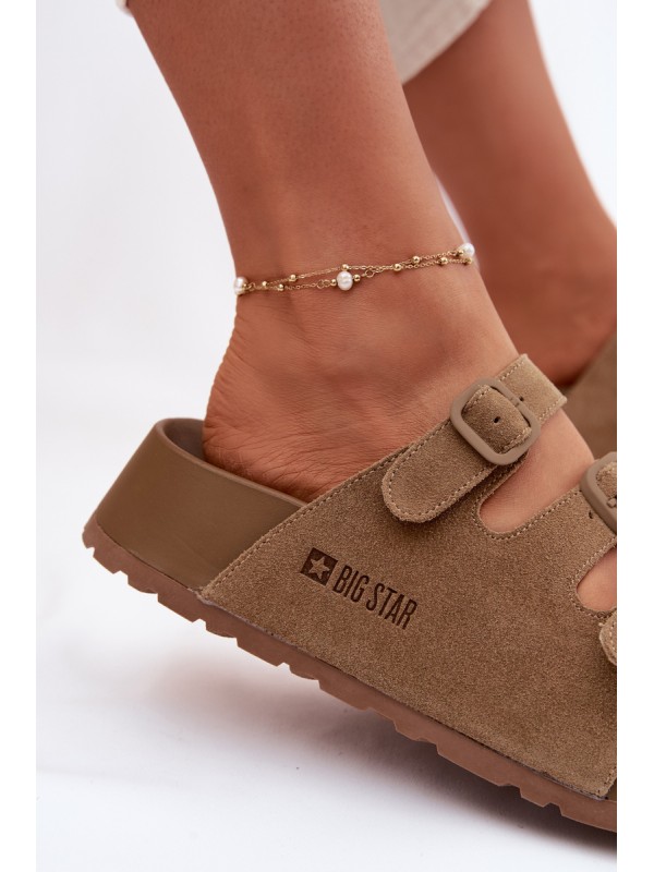 Moteriškos storos platforminės basutės su dirželiais „Big Star“ TT274530 Camel spalvos